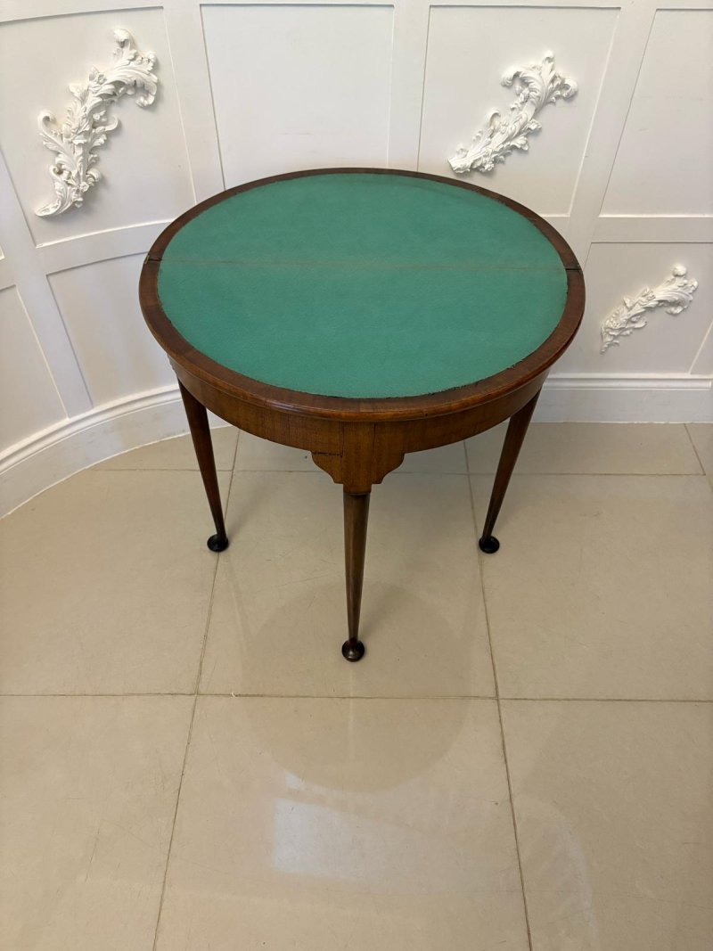 Antique Victorian Quality Mahogany Demi Lune Shaped Card Table - Image 6